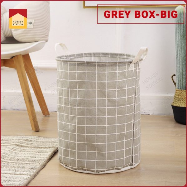Laundry Basket Large Capacity Clothes Laundry Basket Foldable Storage Basket - Grey Box (Big)