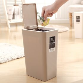 8L Household Push Type Trash Can Bucket with Lid Kitchen Bin Dustbin With Cover Wastebasket - Light Pink - Image 9