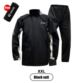 Motorcycle Waterproof Raincoat Motorbike Rainsuit Bike Bicycle Outdoor Rainwear - Black (2 Layer) - Image 13