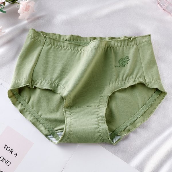 100% Cotton Panties Underwear Breathable Mid-rise Women Panties - Green