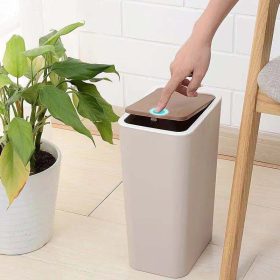 8L Household Push Type Trash Can Bucket with Lid Kitchen Bin Dustbin With Cover Wastebasket - Light Pink - Image 8