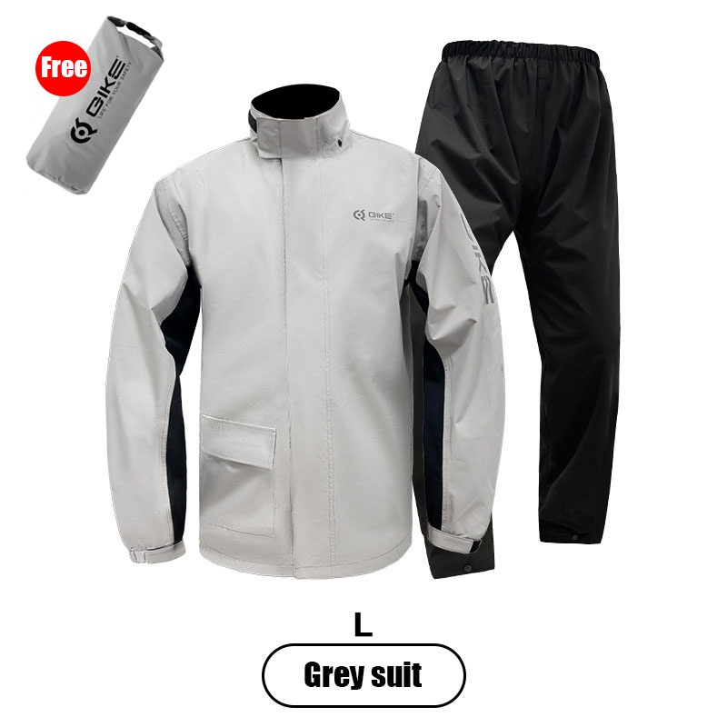 Motorcycle Waterproof Raincoat Motorbike Rainsuit Bike Bicycle Outdoor Rainwear - Grey (2 Layer) - Image 11