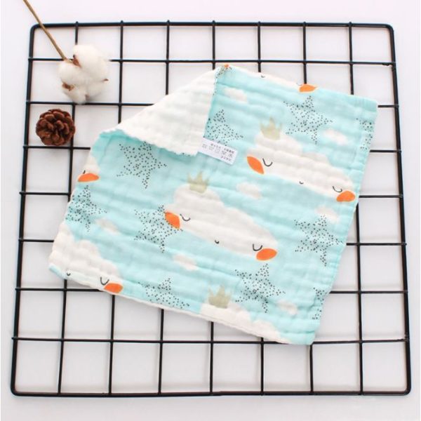 Baby Handkerchief 6 layer Cotton Soft Six Layers Gauze Newborn Baby Towel Wash Cloth 29*29 cm (B01) - Blue Cloud