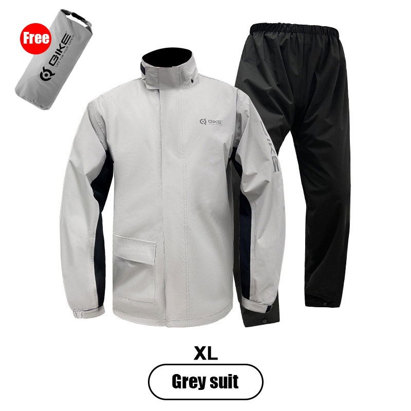 Motorcycle Waterproof Raincoat Motorbike Rainsuit Bike Bicycle Outdoor Rainwear - Grey (2 Layer) - Image 12