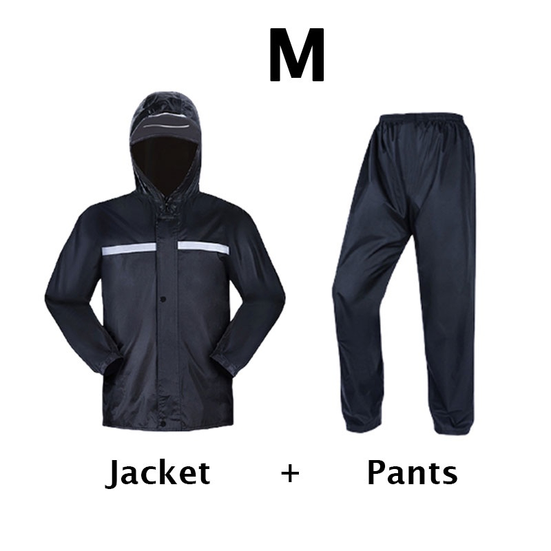 Motorcycle Waterproof Raincoat Motorbike Rainsuit Bike Bicycle Outdoor Rainwear - Black - Image 5