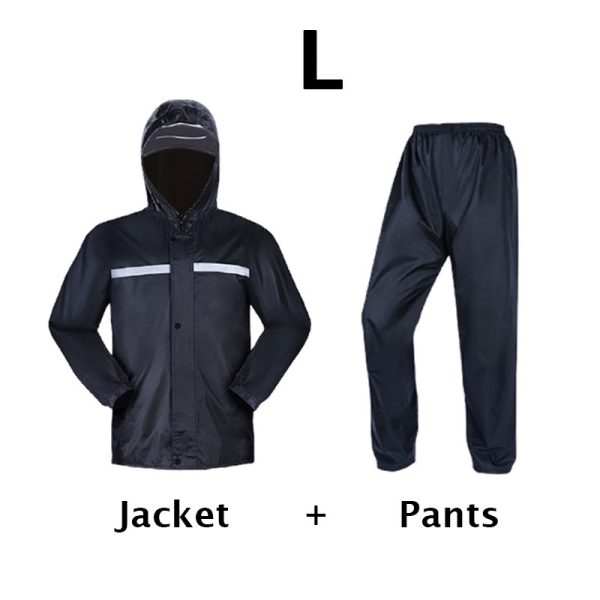 Motorcycle Waterproof Raincoat Motorbike Rainsuit Bike Bicycle Outdoor Rainwear - Black