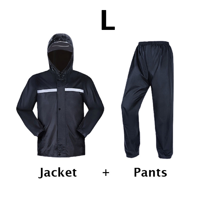 Motorcycle Waterproof Raincoat Motorbike Rainsuit Bike Bicycle Outdoor Rainwear - Black - Image 6