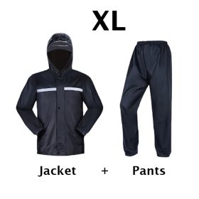 Motorcycle Waterproof Raincoat Motorbike Rainsuit Bike Bicycle Outdoor Rainwear - Black - Image 7