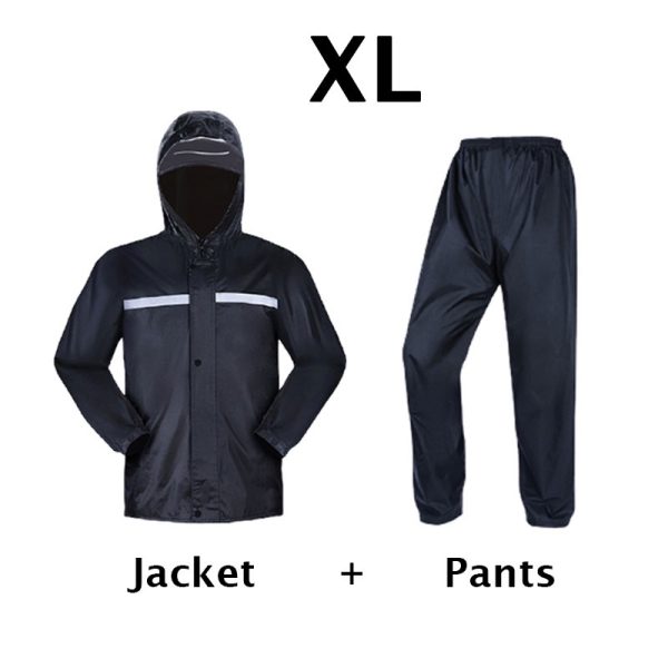 Motorcycle Waterproof Raincoat Motorbike Rainsuit Bike Bicycle Outdoor Rainwear - Black