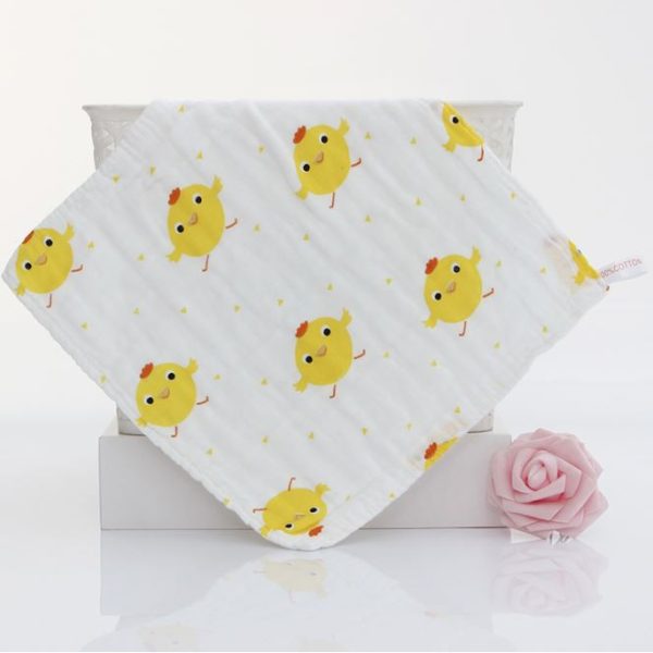 Baby Handkerchief 6 layer Cotton Soft Six Layers Gauze Newborn Baby Towel Wash Cloth 29*29 cm (B01) - Yellow Chick