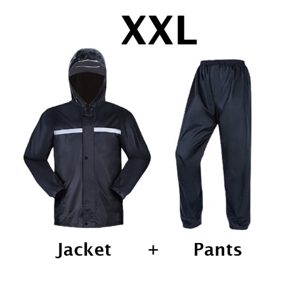 Motorcycle Waterproof Raincoat Motorbike Rainsuit Bike Bicycle Outdoor Rainwear - Black