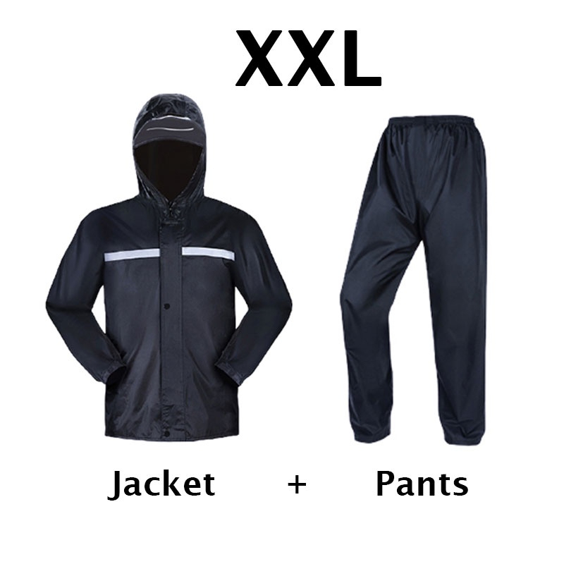 Motorcycle Waterproof Raincoat Motorbike Rainsuit Bike Bicycle Outdoor Rainwear - Black - Image 8