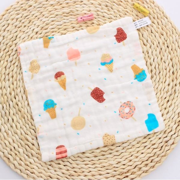Baby Handkerchief 6 layer Cotton Soft Six Layers Gauze Newborn Baby Towel Wash Cloth 29*29 cm (B01) - Ice Cream