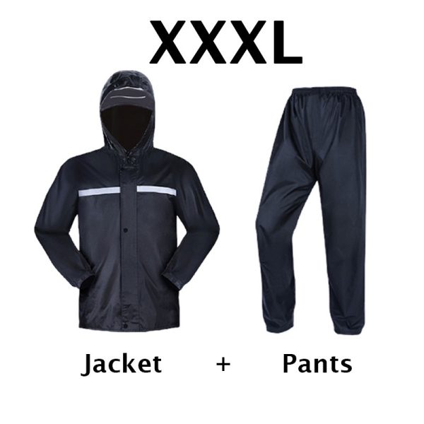 Motorcycle Waterproof Raincoat Motorbike Rainsuit Bike Bicycle Outdoor Rainwear - Black