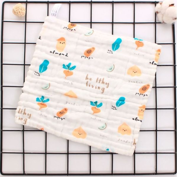 Baby Handkerchief 6 layer Cotton Soft Six Layers Gauze Newborn Baby Towel Wash Cloth 29*29 cm (B01) - Potato Carrot