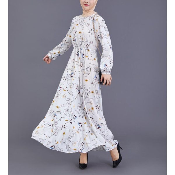 Dress Preggy | Dress Floral Murah | Dress Muslimah - White #2