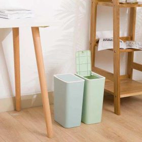 8L Household Push Type Trash Can Bucket with Lid Kitchen Bin Dustbin With Cover Wastebasket - Light Pink - Image 4