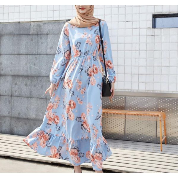Dress Preggy | Dress Floral Murah | Dress Muslimah - Blue #22