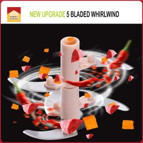 500ml / 1000ml Mini Chopper Stainless Steel Blade Pull Speedy Chopper Cutter Grinder Mincer Masher Shredder - White - Image 5