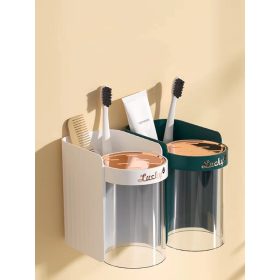 Wall Mounted Magnetic Cup Toothbrush Holder Toothpaste Holder Bathroom Toilet - White - Image 3