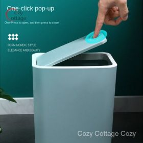 8L Household Push Type Trash Can Bucket with Lid Kitchen Bin Dustbin With Cover Wastebasket - Light Pink - Image 5