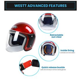 Universal Motorcycle Helmet Half Helmet Electric Motorbike Helmet Motor Half Cut Helmet - Blue - Image 5