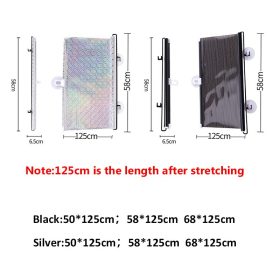 Car Retractable Sun Shade Curtain Car Front Side Window Sunshade Anti UV Shade Window Roller Blinds - Black /Silver - Image 8