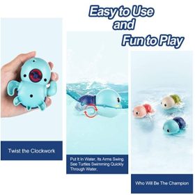 Baby Bath Toys Wind Up Swimming Animal Toddler Kids Pool Water Gift Boys Girls (C08) - Littlesub Pink - Image 6