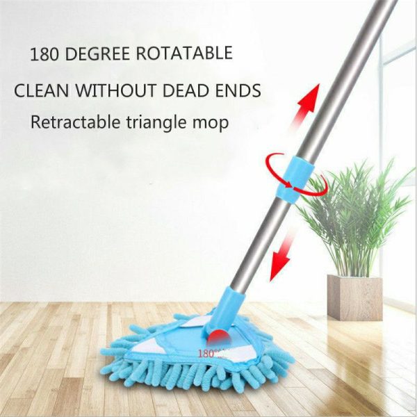 Cozy Cottage 100cm Splicing Triangular Ceiling Mop Lazy Cleaning Wall Mop Kitchen Bathroom Living Room Floor Wipe
