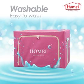 HOMEI Oxford Fabric 3 pcs 72L Large Foldable Living Box Extra Detachable Storage Box with Storage Steel Frame - Blue - Image 8