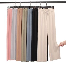 Women Casual Pants High Waist Elastic Waist Women Straight Long Pants Palazzo Pants - Green - Image 3