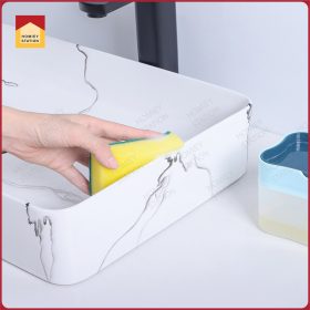 2-in-1 Soap Dispenser with sponge Kitchen Dishwash Dispenser Sponge Box Holder Kichen Tools Soap Pump Liquid Soap Caddy - Gray - Image 8