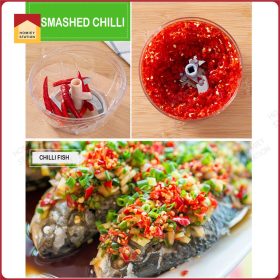 500ml / 1000ml Mini Chopper Stainless Steel Blade Pull Speedy Chopper Cutter Grinder Mincer Masher Shredder - White - Image 8