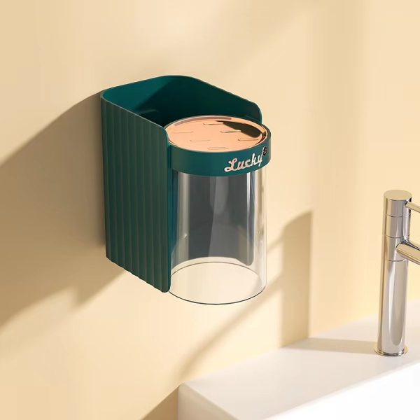 Wall Mounted Magnetic Cup Toothbrush Holder Toothpaste Holder Bathroom Toilet - Green