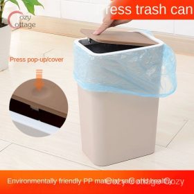 8L Household Push Type Trash Can Bucket with Lid Kitchen Bin Dustbin With Cover Wastebasket - Light Pink - Image 7