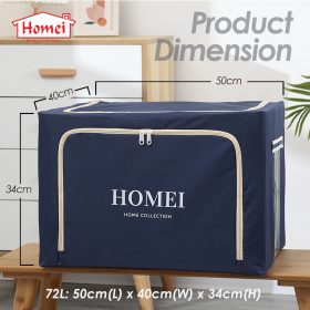 HOMEI Oxford Fabric 3 pcs 72L Large Foldable Living Box Extra Detachable Storage Box with Storage Steel Frame - Blue - Image 7