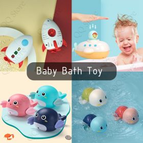 Baby Bath Toys Wind Up Swimming Animal Toddler Kids Pool Water Gift Boys Girls (C08) - Littlesub Pink - Image 3
