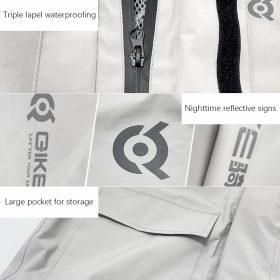 Motorcycle Waterproof Raincoat Motorbike Rainsuit Bike Bicycle Outdoor Rainwear - Grey (2 Layer) - Image 5