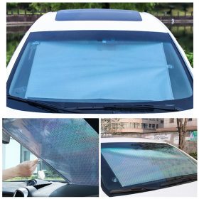 Car Retractable Sun Shade Curtain Car Front Side Window Sunshade Anti UV Shade Window Roller Blinds - Black /Silver - Image 3