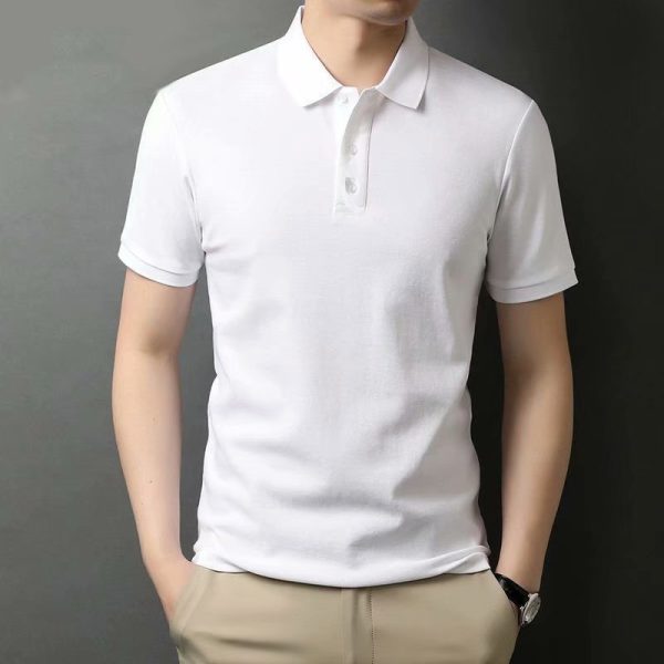 T-Shirt Polo Men Casual Cotton Plain (27708) - White