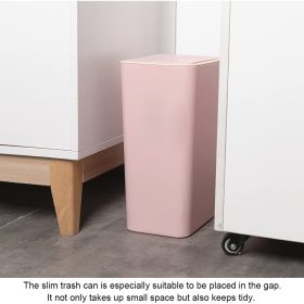 8L Household Push Type Trash Can Bucket with Lid Kitchen Bin Dustbin With Cover Wastebasket - Light Pink - Image 6