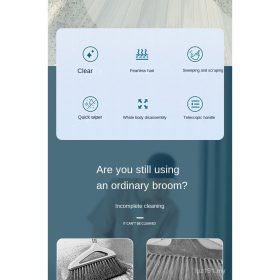 Magic Broom Wet and Dry Cleaning Tile Floor Glass Wiper Household Non-Stick Hair Retractable Silicone Scraper - White - Image 8