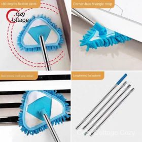 Cozy Cottage 100cm Splicing Triangular Ceiling Mop Lazy Cleaning Wall Mop Kitchen Bathroom Living Room Floor Wipe - Image 9