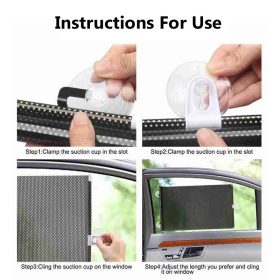 Car Retractable Sun Shade Curtain Car Front Side Window Sunshade Anti UV Shade Window Roller Blinds - Black /Silver - Image 7