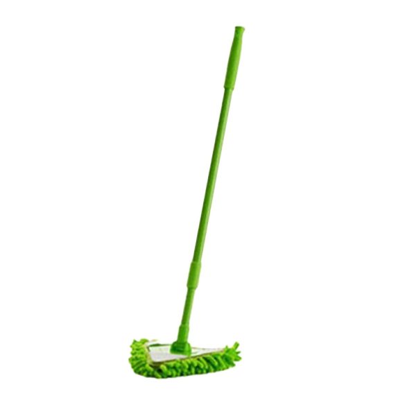 132cm Chenille Extendable Triangle Mop Ceiling Window Rotary Cleaning Wall Floor Mop Head Clothes Swob Mops - Green