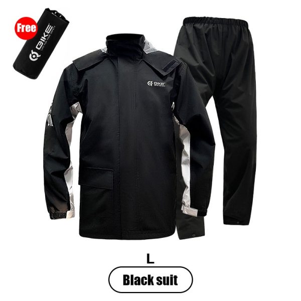 Motorcycle Waterproof Raincoat Motorbike Rainsuit Bike Bicycle Outdoor Rainwear - Black (2 Layer)