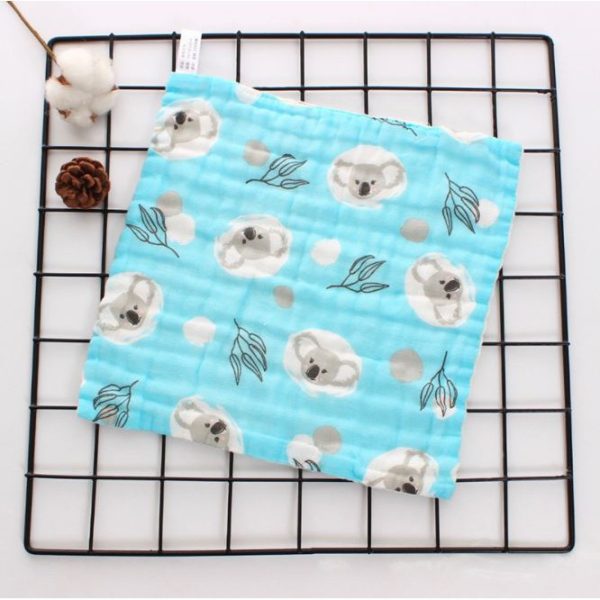 Baby Handkerchief 6 layer Cotton Soft Six Layers Gauze Newborn Baby Towel Wash Cloth 29*29 cm (B01) - Blue Koala