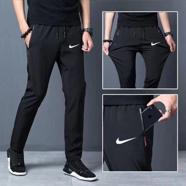 Tracksuit Men / Sport Running Long Pants Men - Zip Nike (Black)