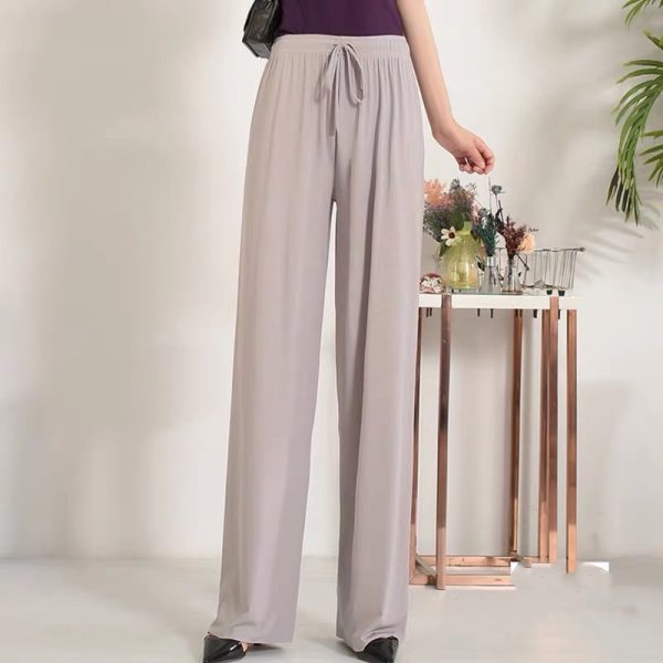 Straight pants loose all-match thin high waist casual wide leg pants - #733 Grey