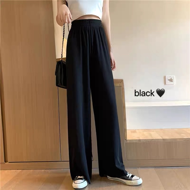 Straight pants loose all-match thin high waist casual wide leg pants - #720 Black - Image 1